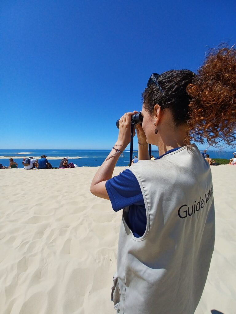 Vue panoramique du parking organisé et des installations près de la dune du Pilat